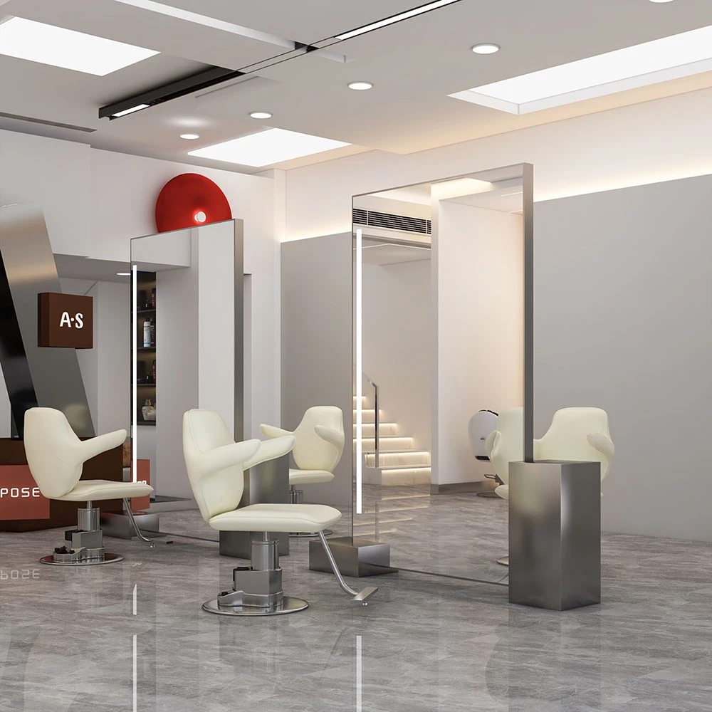 69网红潮款发廊专用美发落地镜试衣镜单面双面镜理发镜子带灯