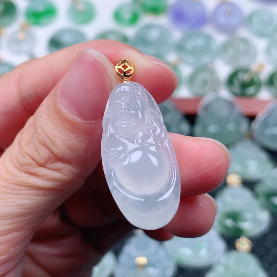 翡翠吊坠(不含链)18K金镶嵌