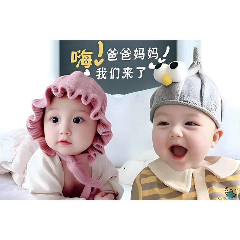 可爱男女宝双胞教照片龙凤胎宝宝画报墙贴求送子图片好助备孕海报