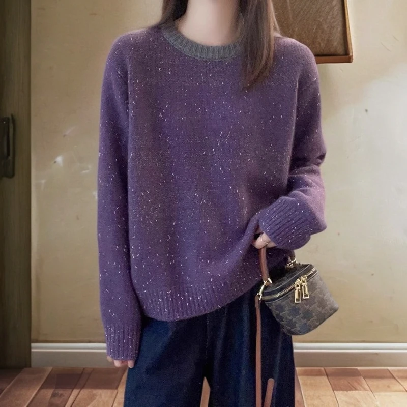 2025秋季新款慵懒风软糯针织衫女胖妹妹大码遮肉显瘦打底毛衣外穿