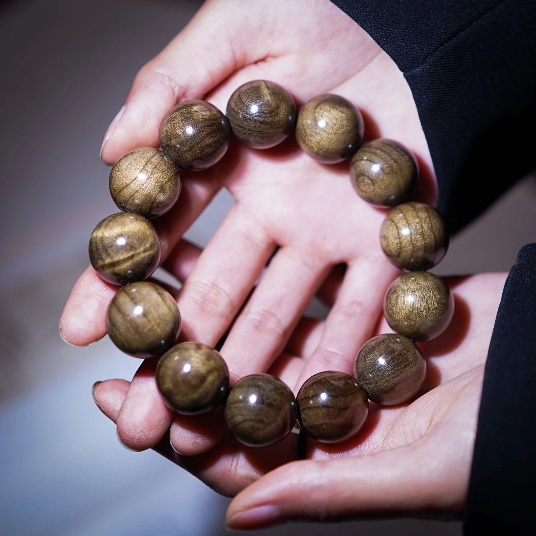 1.8金丝楠阴沉木闪电纹文玩手串【A1803】