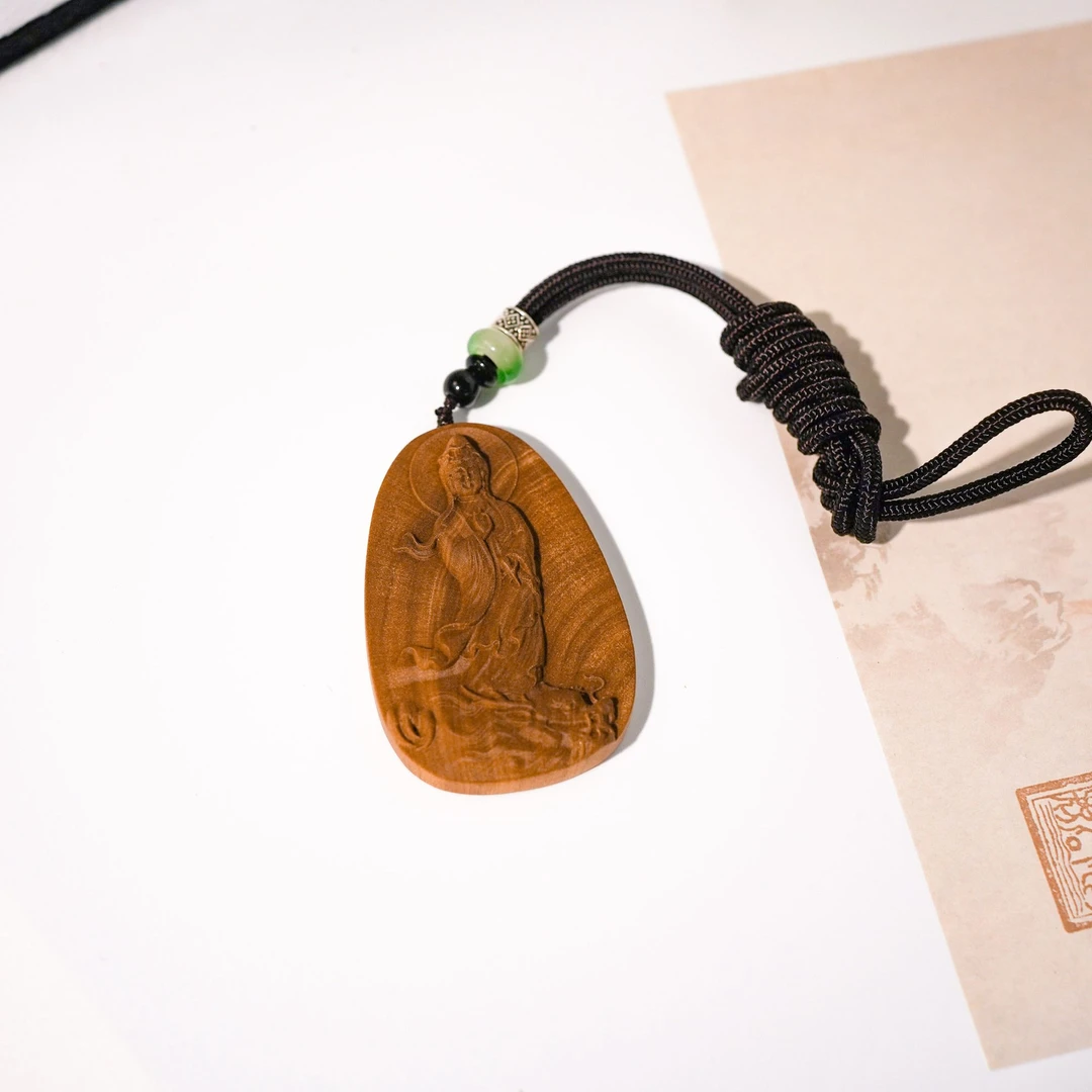 老山檀御龙观音檀香木牌