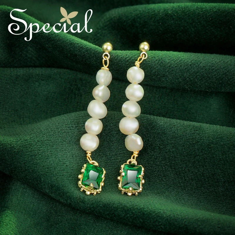 special 淡水珍珠优雅长款显瘦时尚气质女士耳环耳钉耳饰 翡冷翠