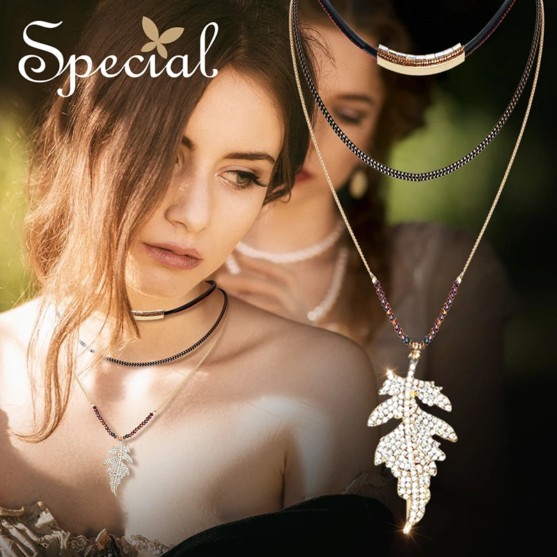 合金玻璃项链 special甜酷手工小众时尚叠戴项链饰品故乡的叶子