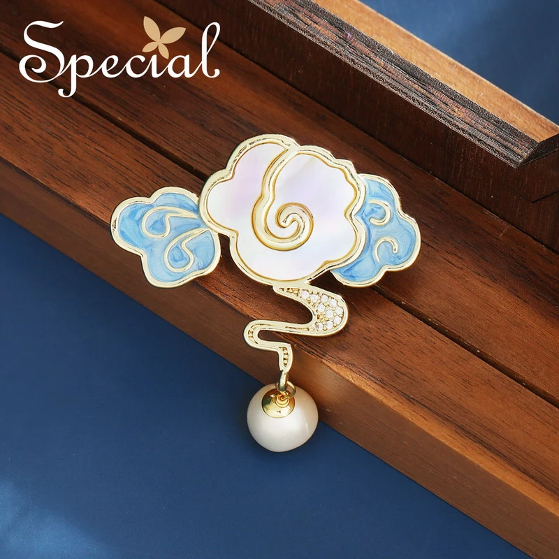 special时尚气质小众防走光淡水珍珠胸针胸饰胸花丝巾扣 平步青云