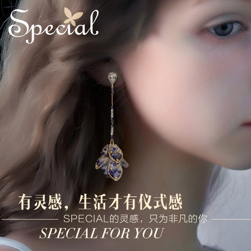 合金玻璃耳饰 special优雅温柔个性气质长显瘦耳饰逃跑的人鱼