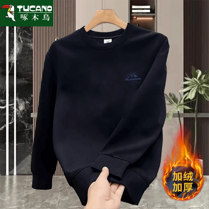 啄木鸟卫衣男套头圆领宽松加绒加厚秋冬外套学生时尚ins韩版上衣