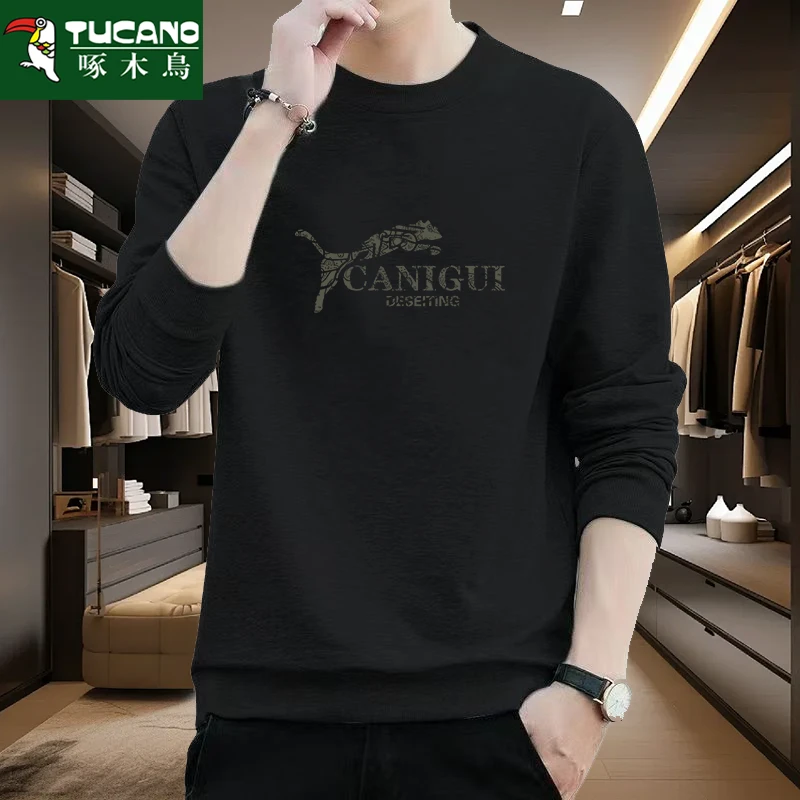 啄木鳥美式重磅套头卫衣男生潮流新款休闲宽松圆领长袖大码上衣男