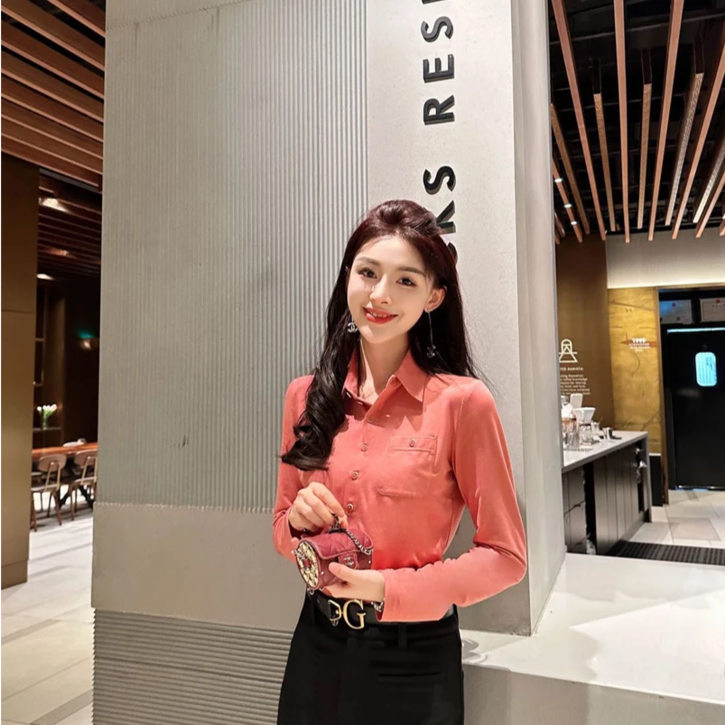 「干枯玫瑰」气质百搭翻领衬衫1300820-1030755-001