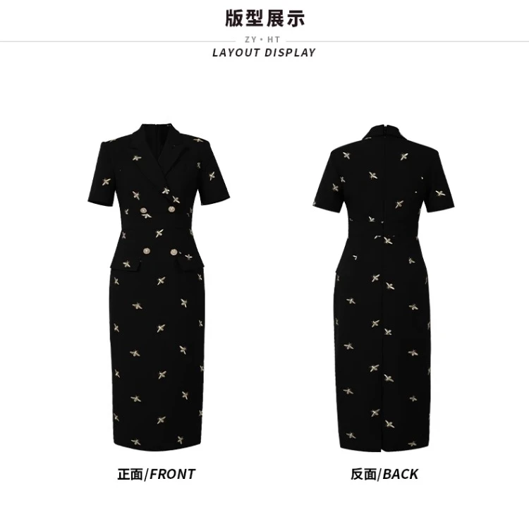 【十六原创】小蜜蜂·刺绣修身新款时尚女装连衣裙51009