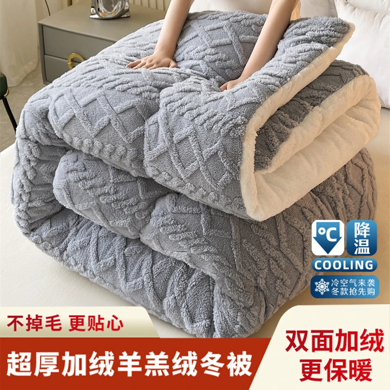 羊羔绒被子冬季加厚保暖珊瑚绒冬被棉被宿舍单人被褥被芯2023新款