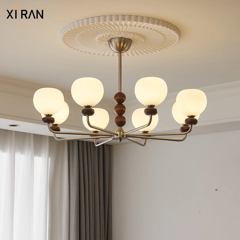 美式复古客厅吊灯法式轻奢氛围感魔豆灯实木创意包豪斯餐厅卧室灯