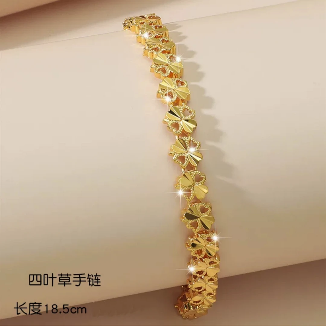 钛钢手链 新款镂空四叶花气质百搭手链 S-20