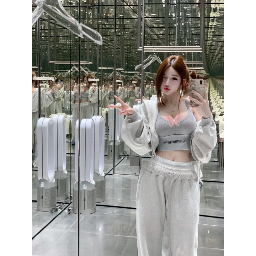 TUTU【High Line AW】韩版百搭秋冬连帽收腰短卫衣卫裤套装#TZ1088