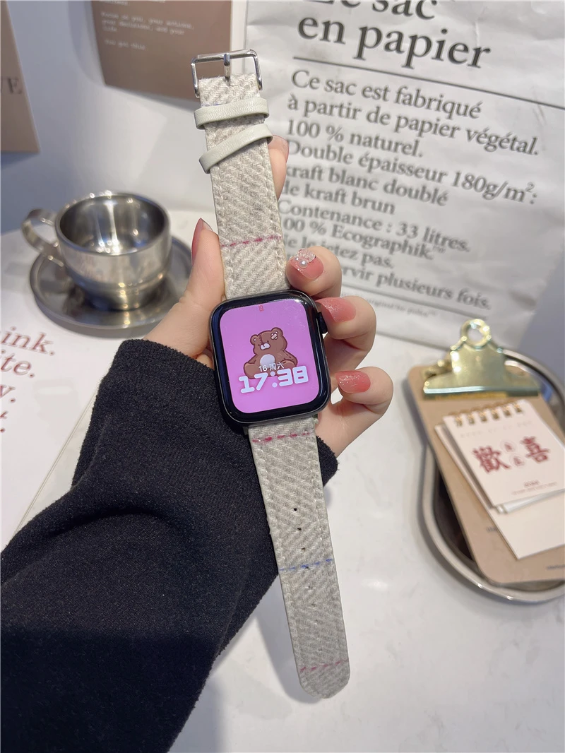 毛毡款适用applewatchs9表带苹果iwatch8765代秋冬款男女潮高级感