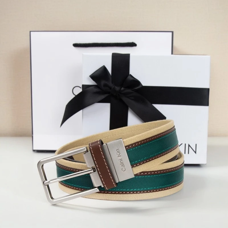 CALNIKIN皮带男真皮帆布透气腰带学生青年年轻人高尔夫休闲潮裤带