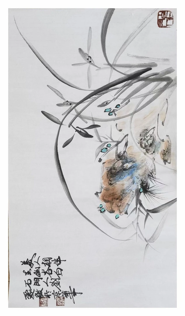 美人相伴在幽谷白石门人刘爱敏国画作品