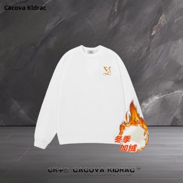 CK《Cacova Kidrac》秋冬男女长袖宽松圆领套头白色百搭休闲加厚