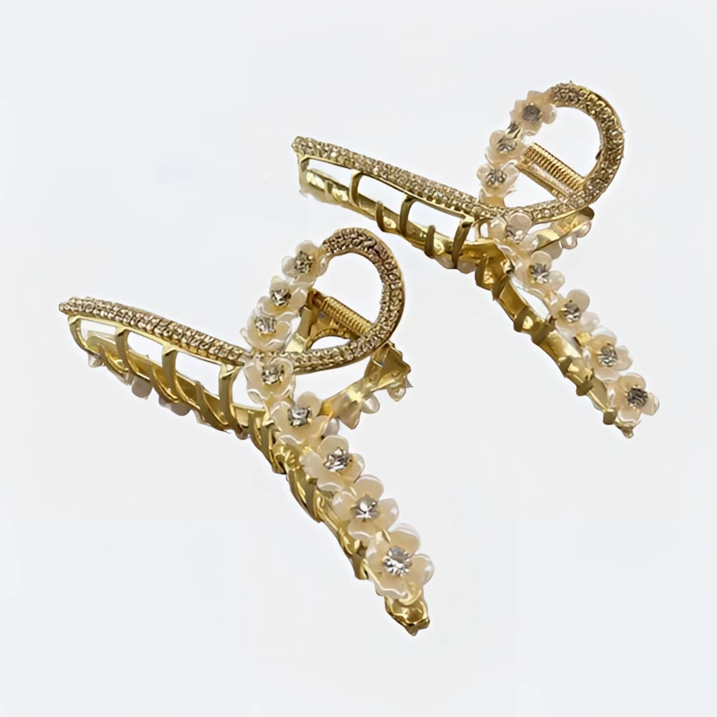 时尚抓夹大号后脑勺发抓水钻发夹女发夹气质合金鲨鱼夹法式盘发器