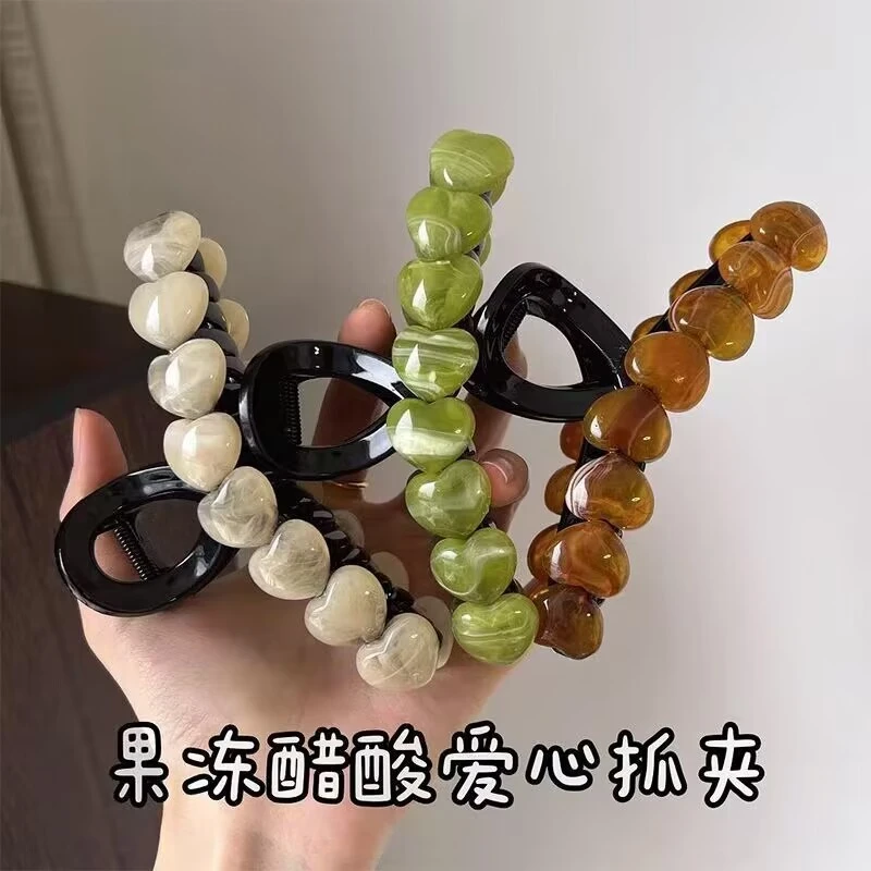 果冻爱心醋酸发夹女小众高级感优雅发抓夹后脑盘发大抓夹鲨鱼夹