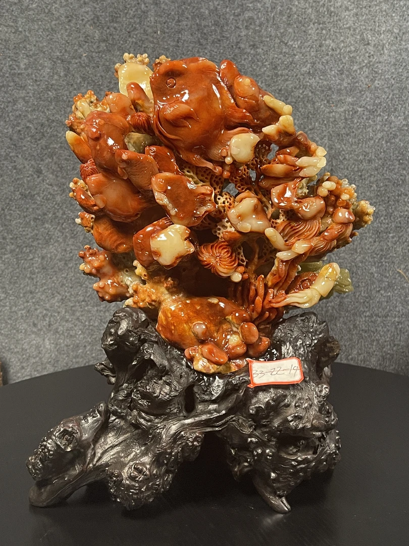 寿山石山水印章老挝石雕田黄印度石摆件手把件工艺品玄关奇石观赏