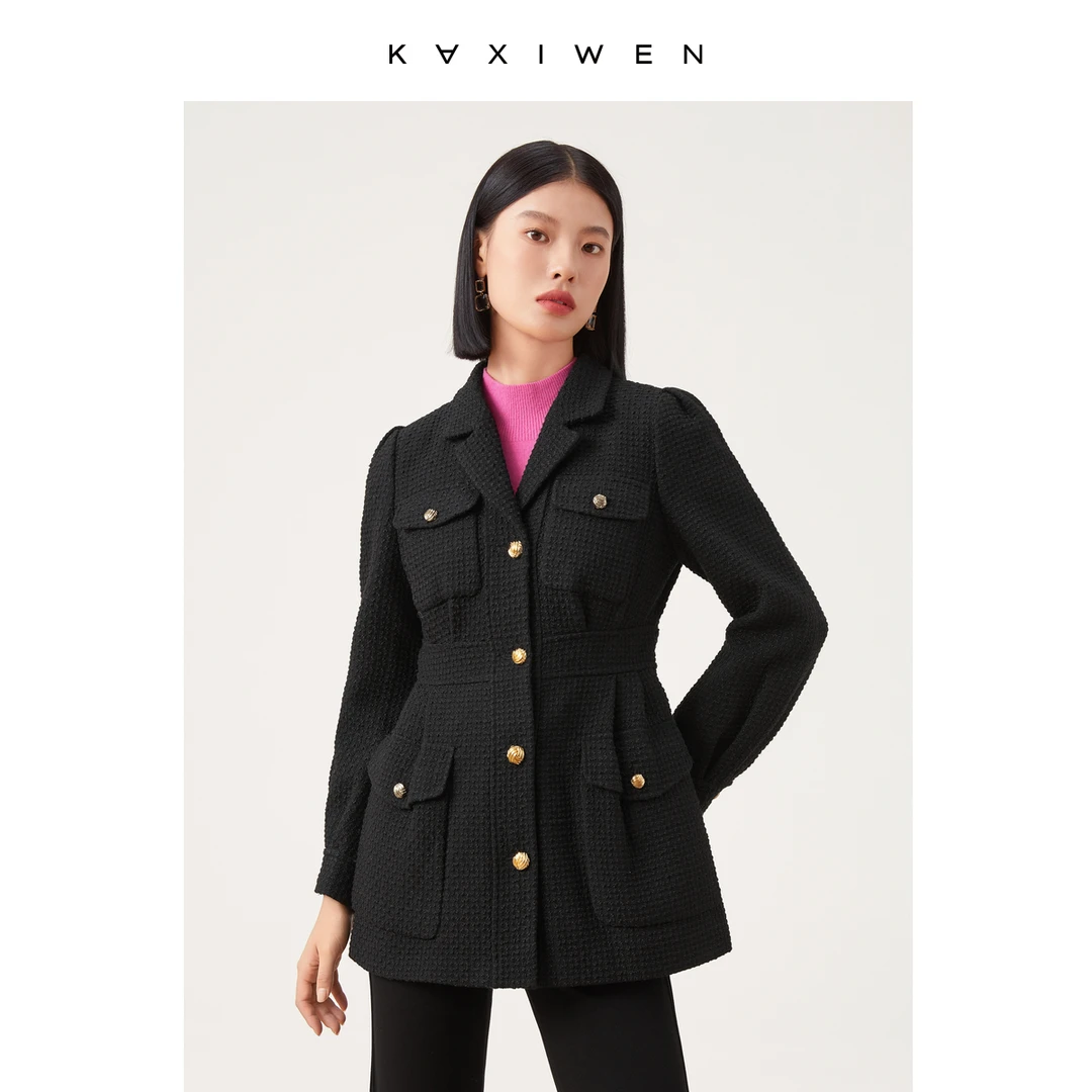 【诗语推荐】女装时尚复古收腰设计工装风外套X09AWE8056