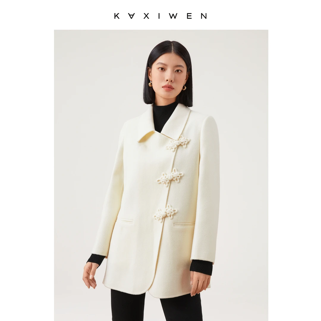 【诗语推荐】国风盘扣大衣气质优雅长款外套K10ADE8816