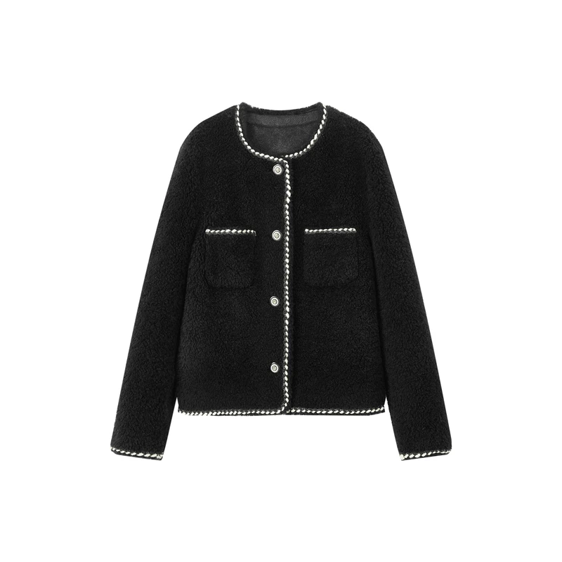 【邱莹莹专享】D09AWS9685装绵羊毛高级感小香风短外套