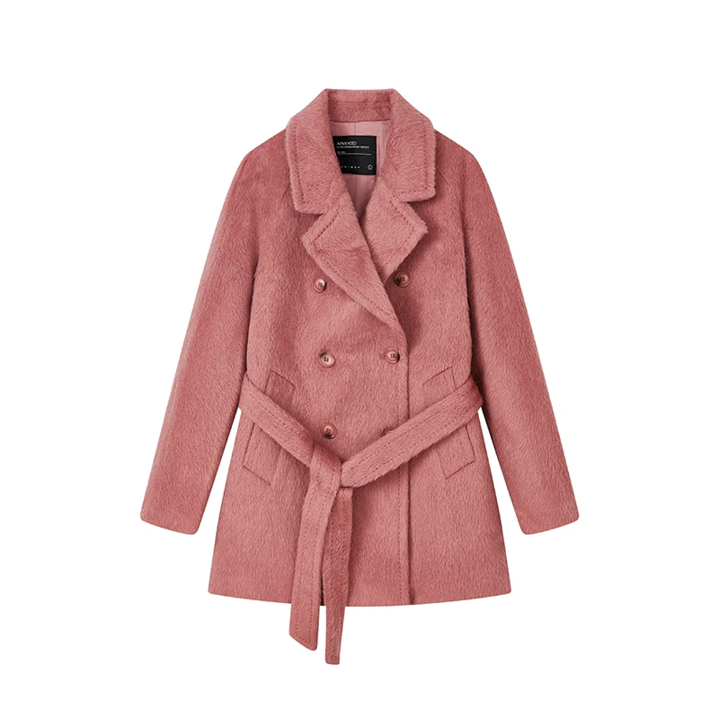 【诗语推荐】时髦设计感复古外套气质简约毛呢大衣Y10BDS8807