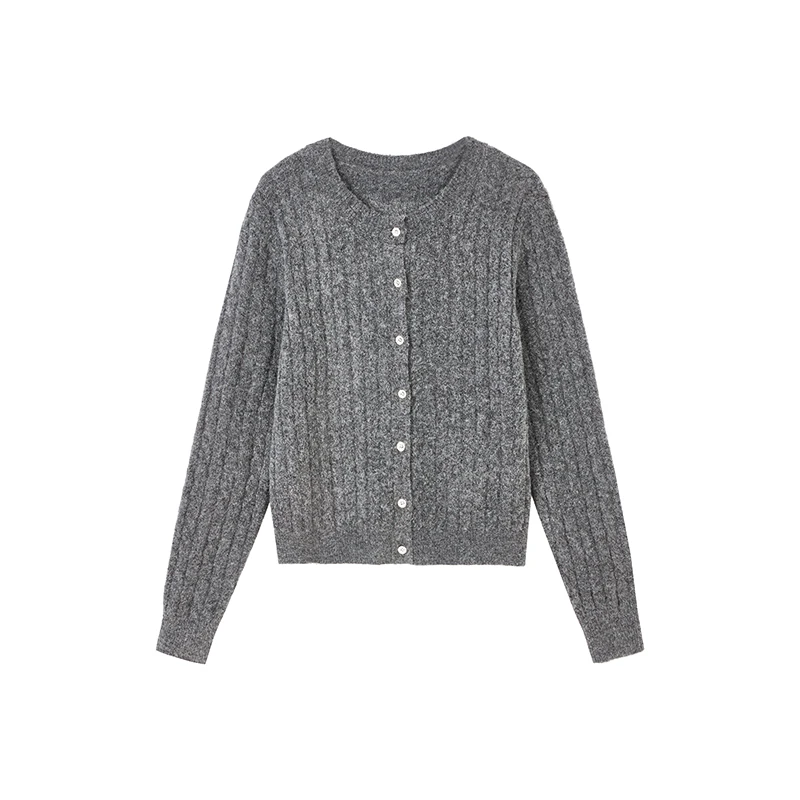 【达人专属】针织衫圆领麻花女士坑条上衣保暖修身D09AZN9528