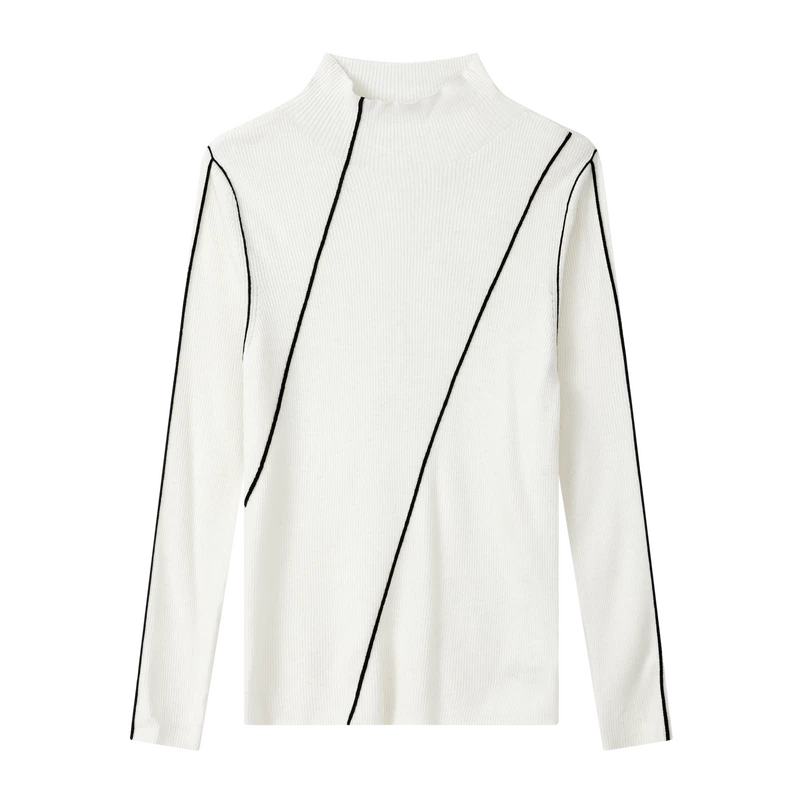 【诗语推荐】设计感针织衫半高领修身线条上衣X09BZS8519