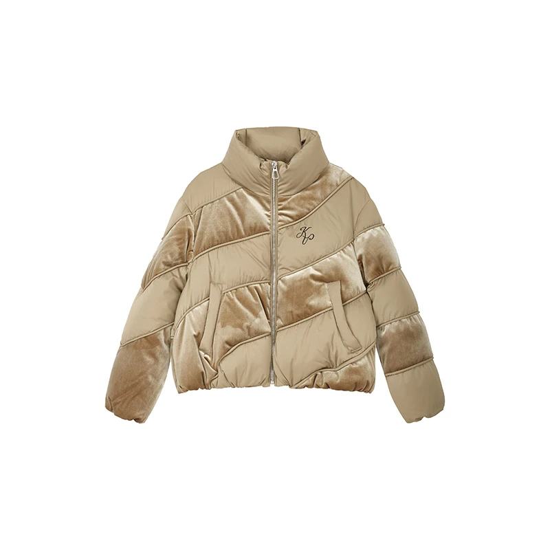 【诗语推荐】美拉德丝绒拼接羽绒服横条设计感上衣女X10AYS8760