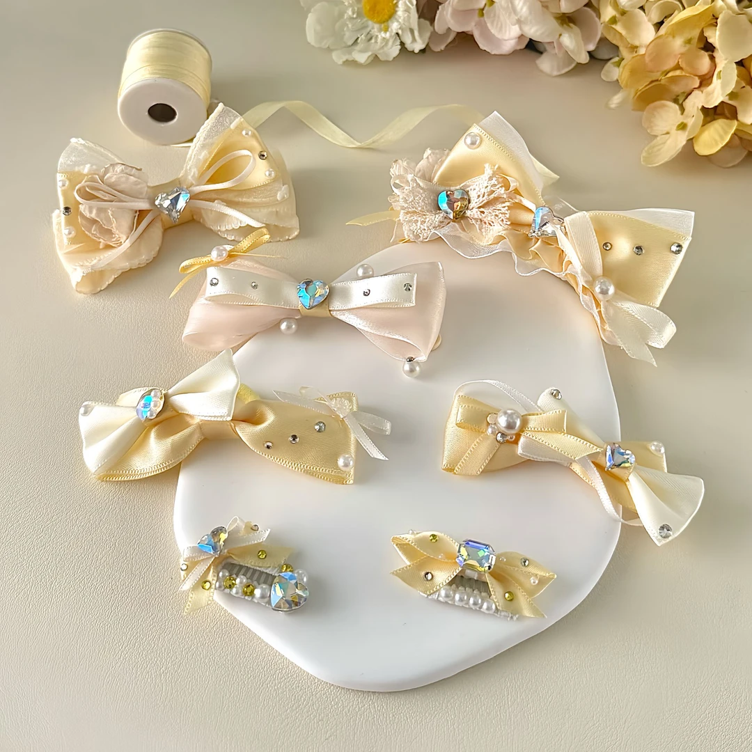 黄色蝴蝶结宠物狗狗发夹迷你马尔济斯约克夏头饰不掉泰迪比熊配饰