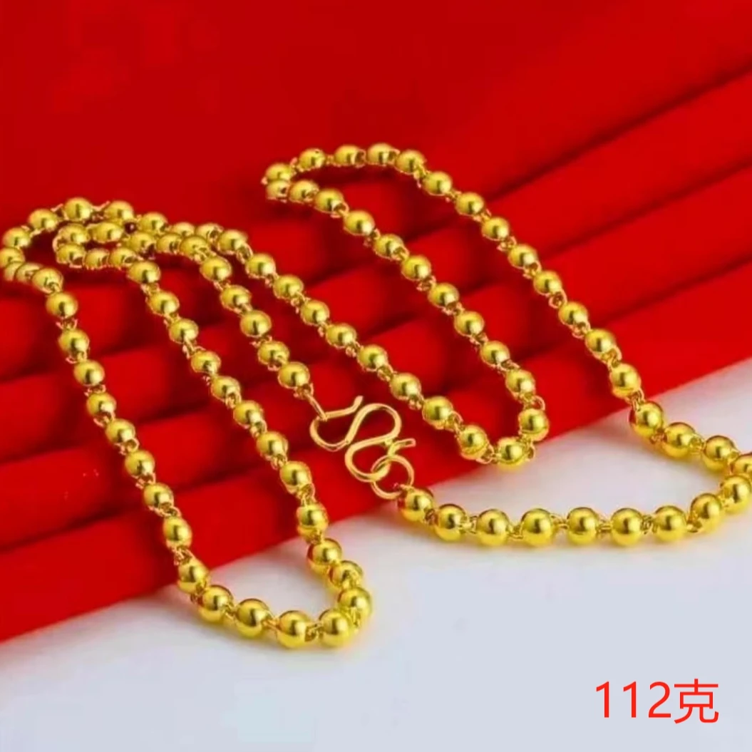 合金项链 经典款圆珠项链不掉色竹子光珠胸链轻奢女热巴项圈情侣.