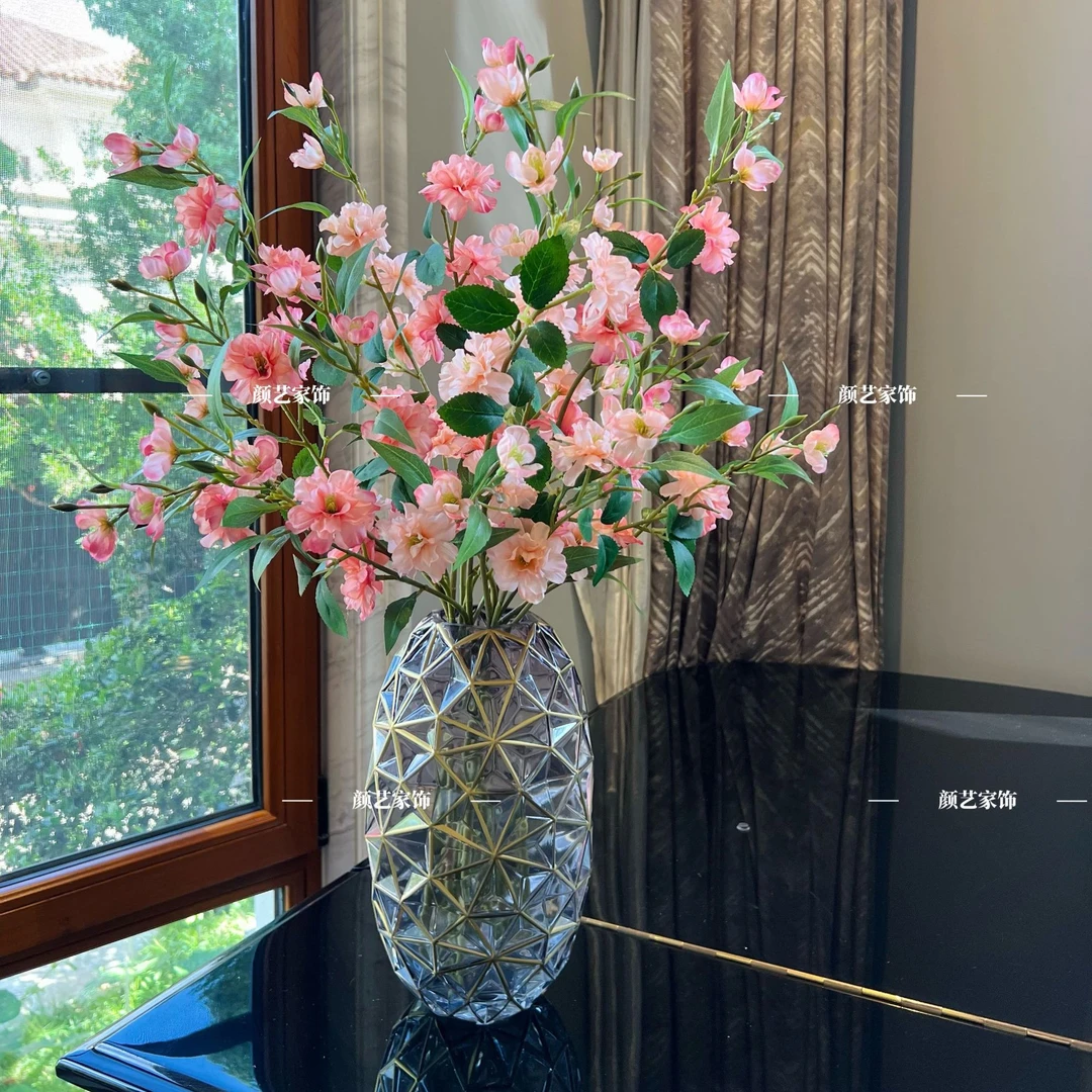 高级山茶花高品质假花仿真花客厅餐桌玄关摆件家居装饰