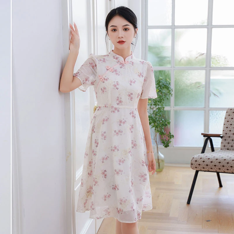 9932868217【适合90-200斤】胖妹妹大码女装旗袍复古新中式连衣裙