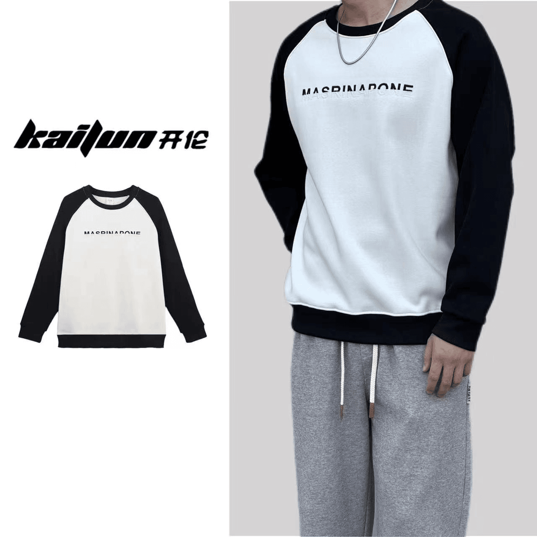 开伦W031012新款冬季加绒圆领字母卫衣