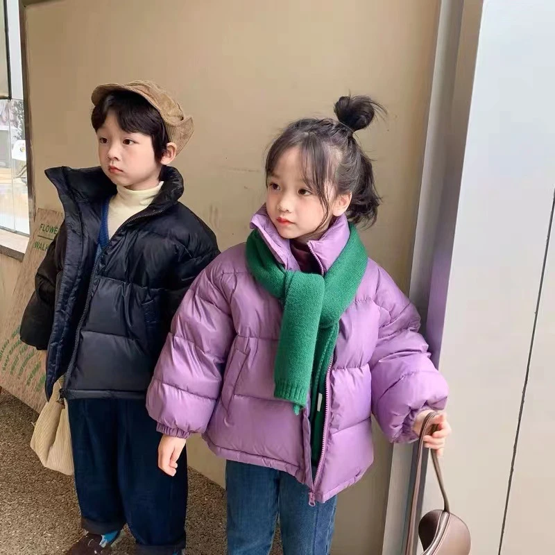 冬季纯色儿童立领羽绒服秋冬新款潮流童装白鸭洋气外套加厚保暖