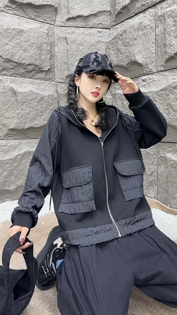 2024秋季新款休闲宽松显瘦连帽外套女时尚百搭减龄上衣潮