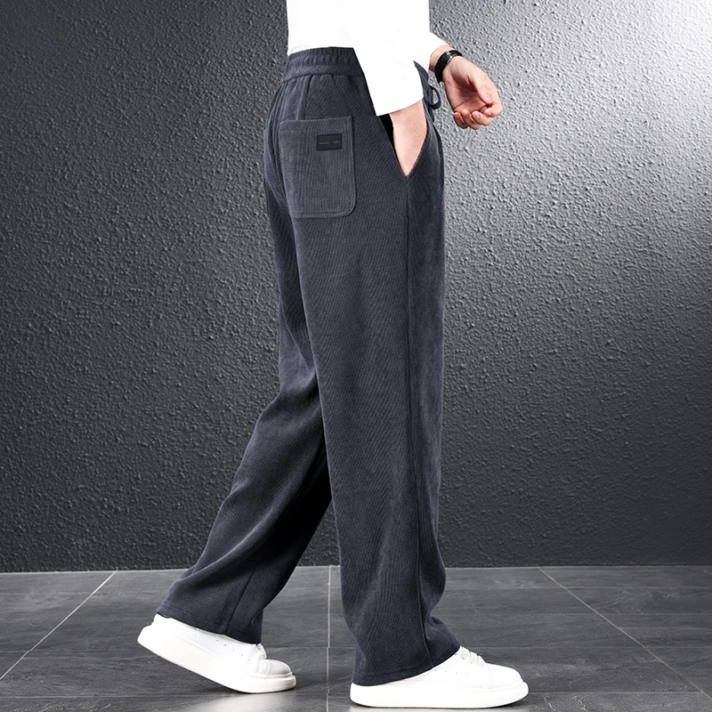 休闲裤秋冬长裤2024春秋季新款厚款宽松加肥加大码胖子直筒运动裤