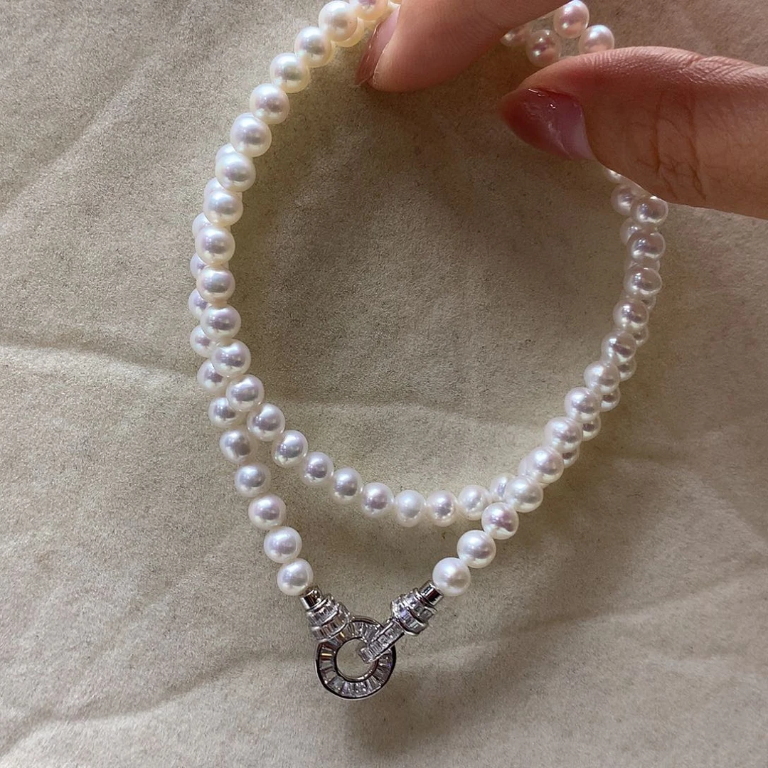 淡水珍珠颈饰银S925镶嵌