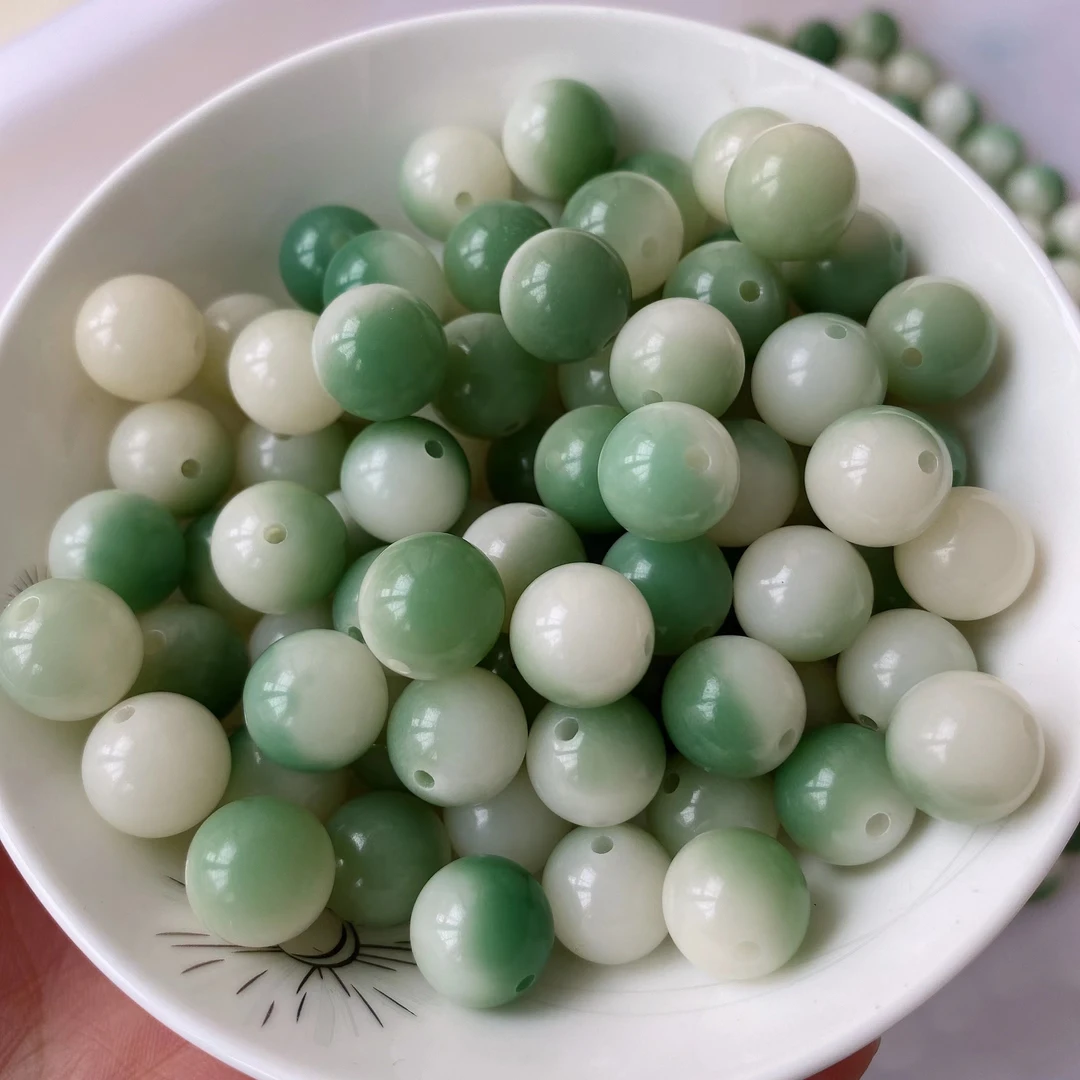 精品绿飘花圆珠散珠菩提卡11mm