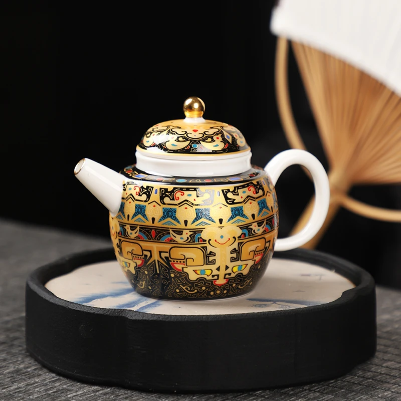 精致高档中式陶瓷茶壶珐琅鎏银紫砂紫砂壶正宗秦权壶泡茶专用创意