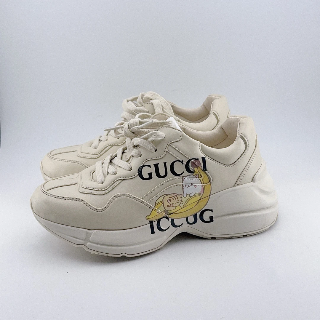 38码/99新/Gucci/古驰 小猫印花老爹鞋