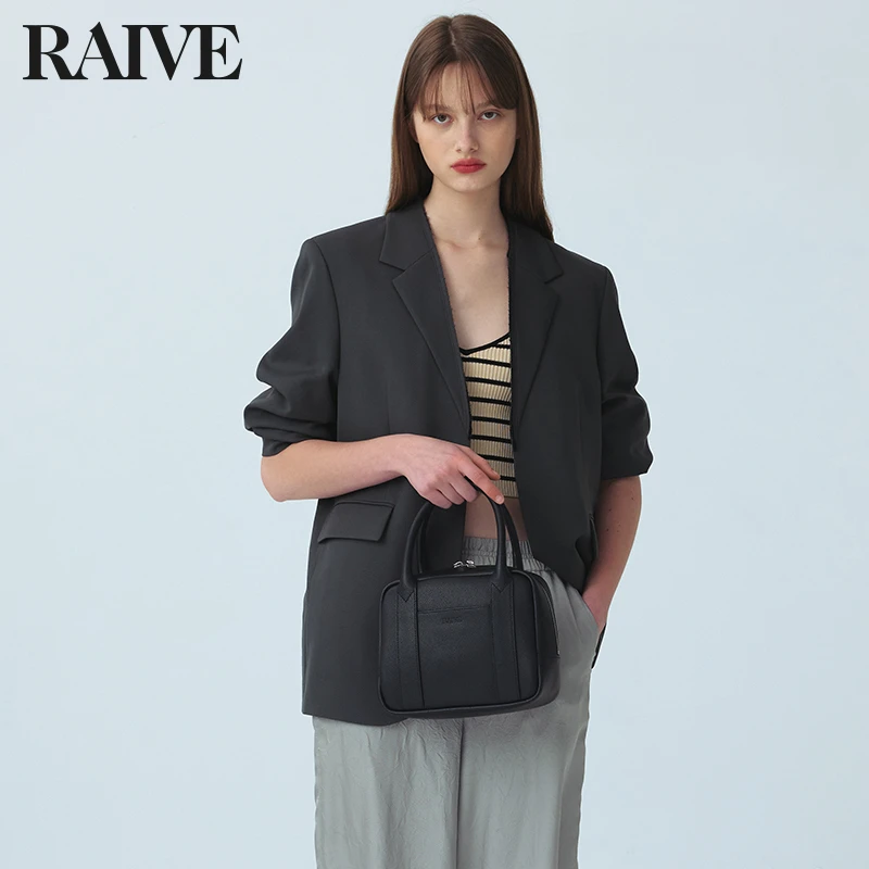 【RAIVE】2025新款春夏女黑色白色复古小包简约方形手拎