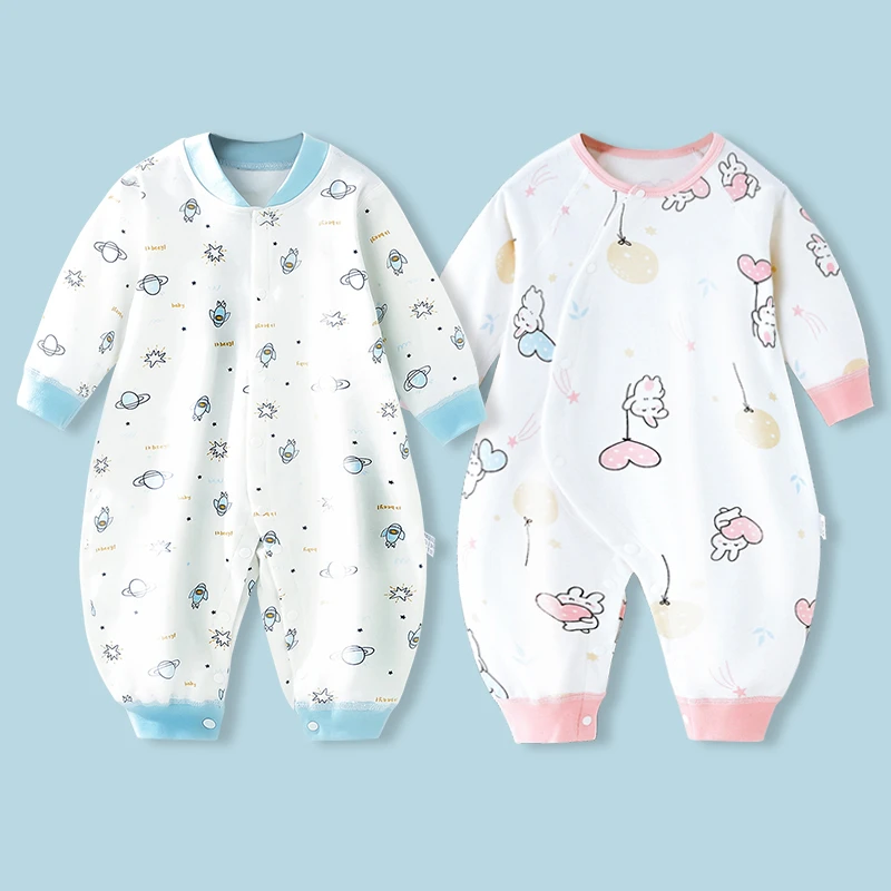 纯棉婴儿连体衣春秋款内衣宝宝衣服无骨新生儿爬服长袖打底哈衣