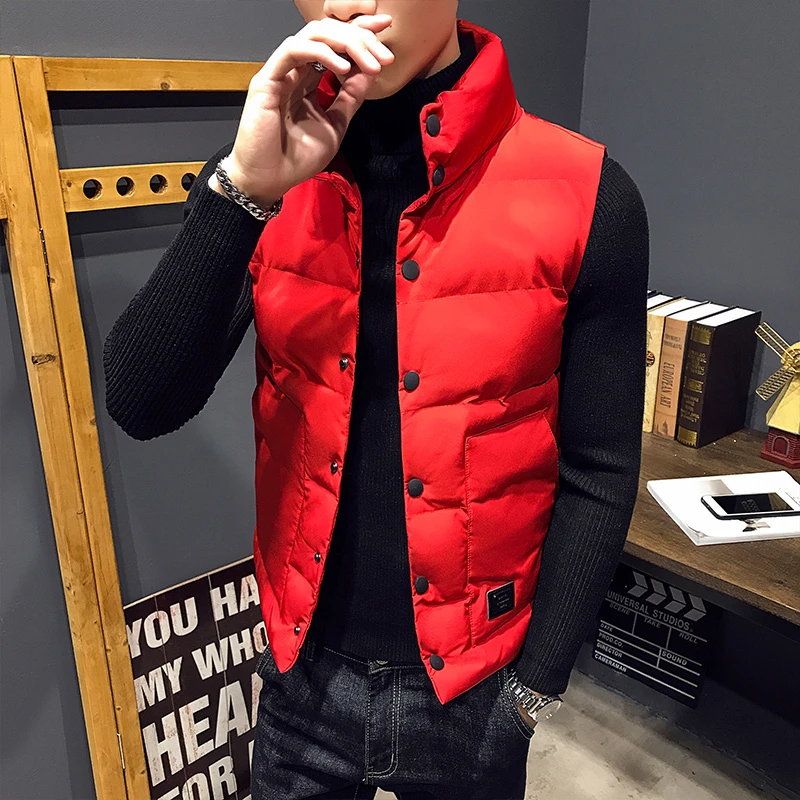 棉马甲男款秋冬新款韩版潮流修身帅气青年坎肩保暖棉马夹男外套潮