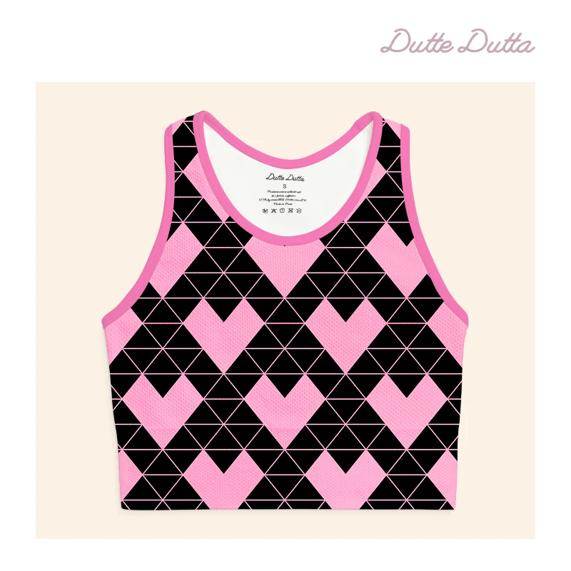 dutte dutta瑜伽背心粉色爱心设计款运动舒适一体杯高弹时尚