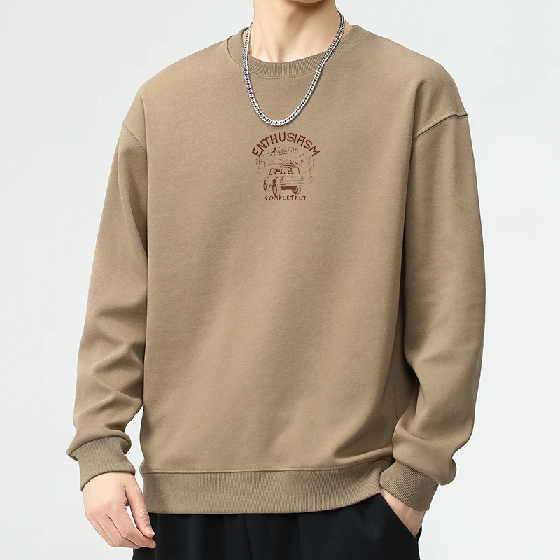 重磅潮牌男士卫衣2024新款春秋款青少年圆领美式大码男装宽松上衣