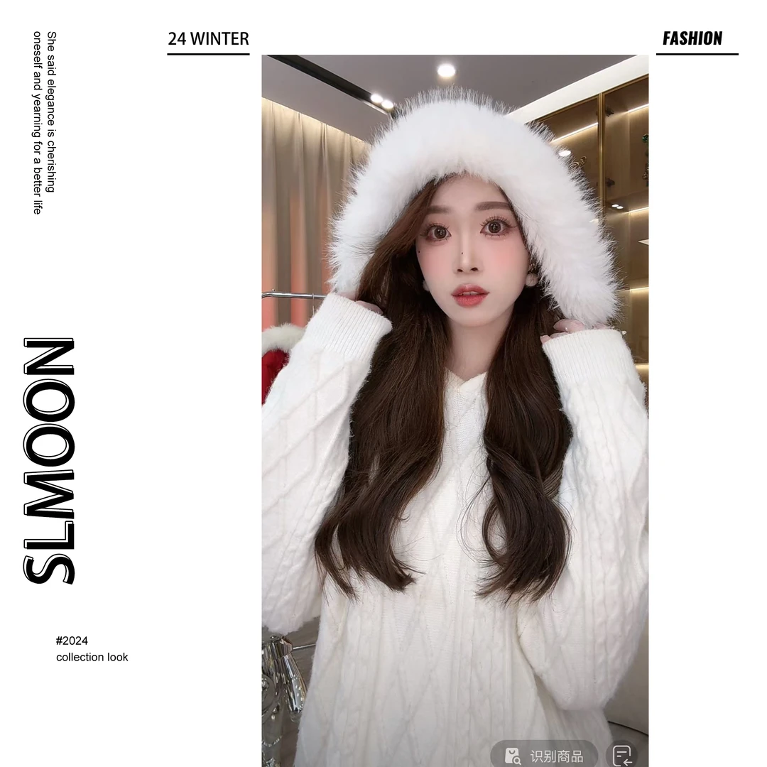 【水冰月】【飞雪】毛衣预CDP3MY103加厚保暖秋冬时尚女士百搭带帽